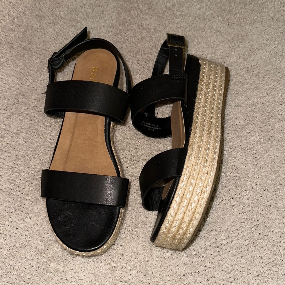 Black platform sandals